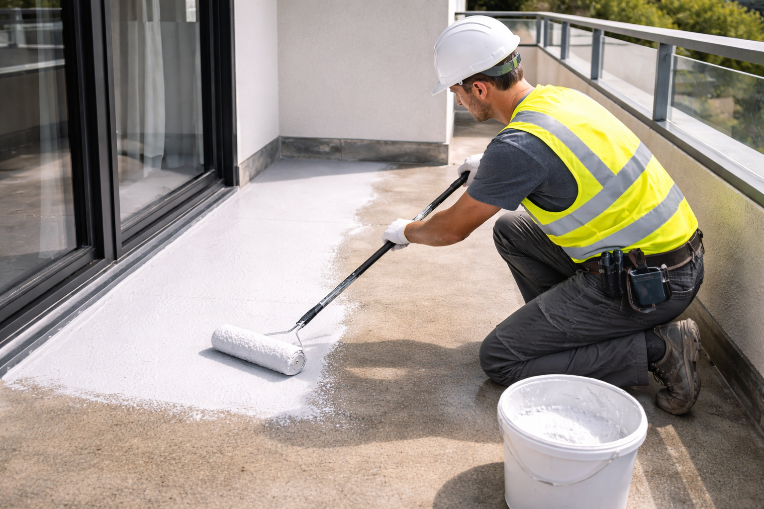 PU Waterproof Coating Application on Roof